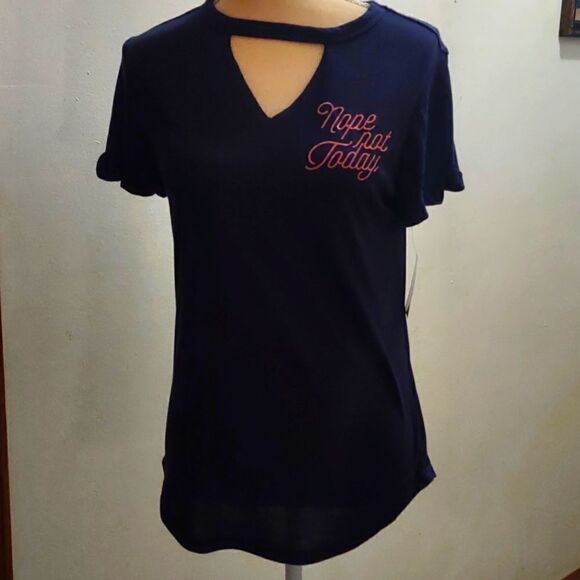 New‎ Awake Size M Navy top with cuff sleeves, pink Nope Not Today - Picture 1 of 6